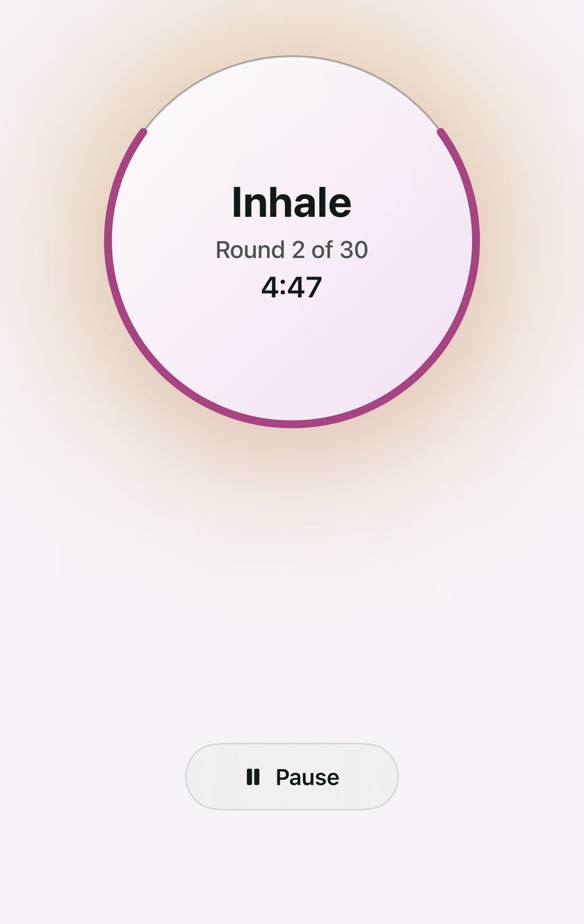 The Ungasp session screen with breathing orb