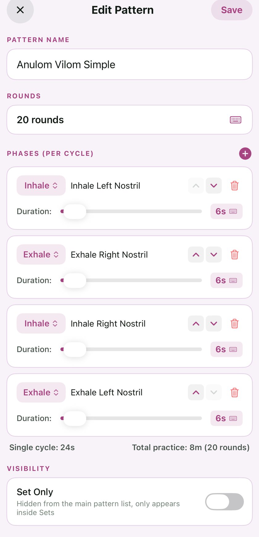 The Ungasp pattern editor screen